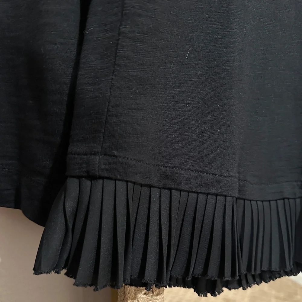 J. Crew Black Long Sleeve Top with Pleated Hem